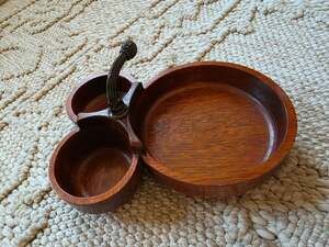 Unbranded Wooden 3-Section Divided Serving Tray With Handle